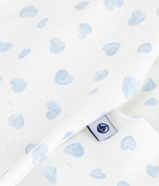 Pijama de algodón con cuello estampado de corazón para bebé MARSHMALLOW/ ADRIATIC
