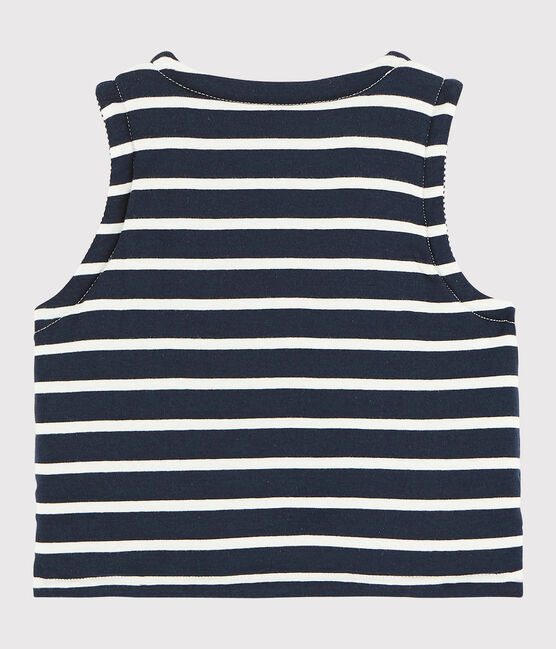Chaleco reversible de punto acanalado enguatado para bebé azul SMOKING/blanco MARSHMALLOW