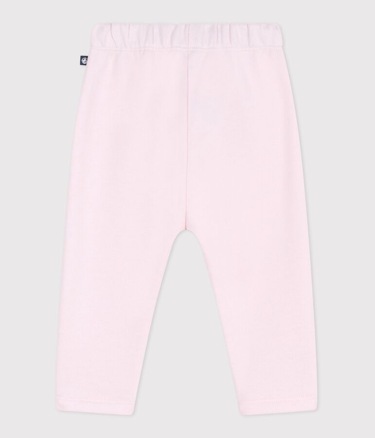 Pantal&oacute;n de jogging liso de algod&oacute;n para beb&eacute; rosa
