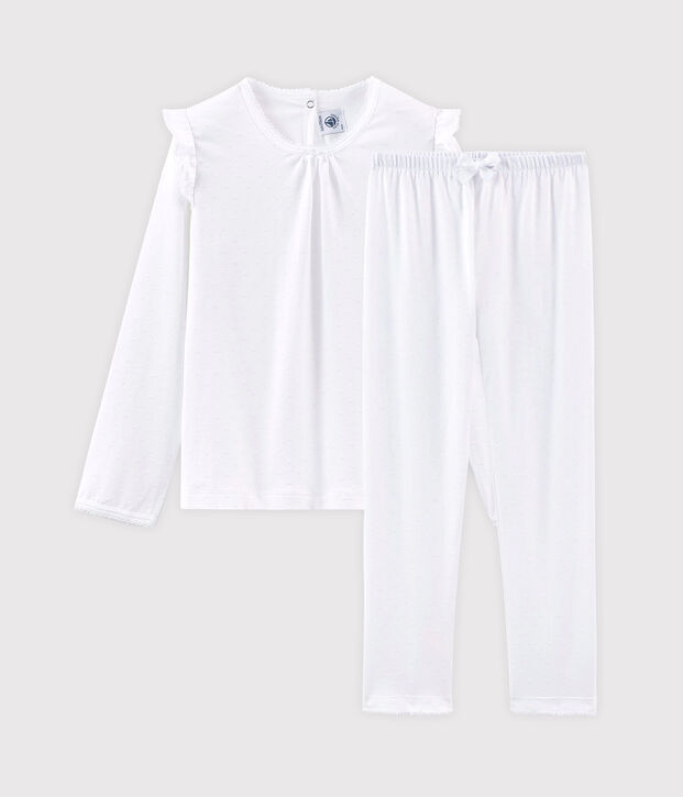 Pijama de algod&oacute;n fino para ni&ntilde;a blanco