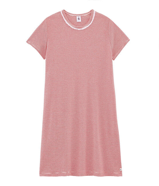 Camisón de punto para chica rojo TERKUIT/blanco MARSHMALLOW