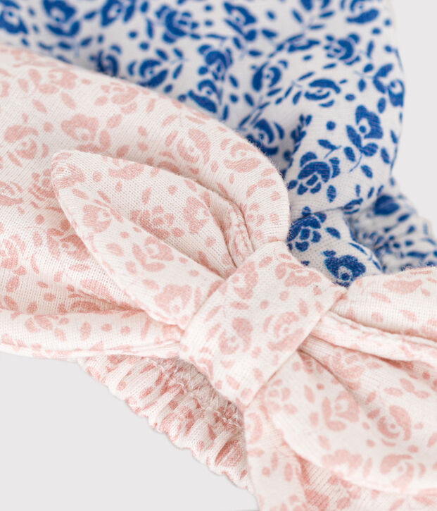 2 diademas de algod&oacute;n con flores para beb&eacute; multicolor