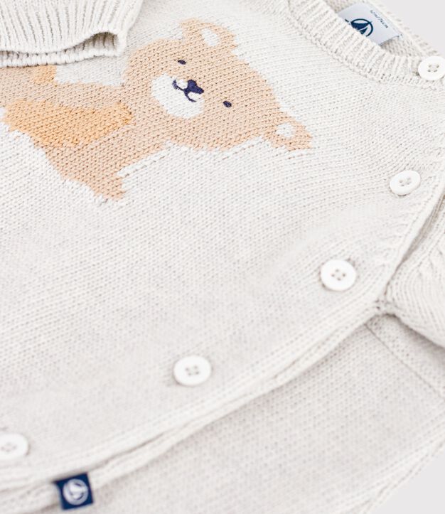 Conjunto de dos piezas para beb&eacute; en punto de algod&oacute;n con estampado de osito de peluche. MONTELIMAR CHINE