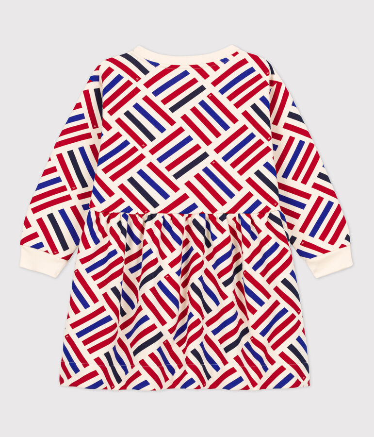 Vestido de manga larga con estampado de mulet&oacute;n de ni&ntilde;a crudo/multicolor