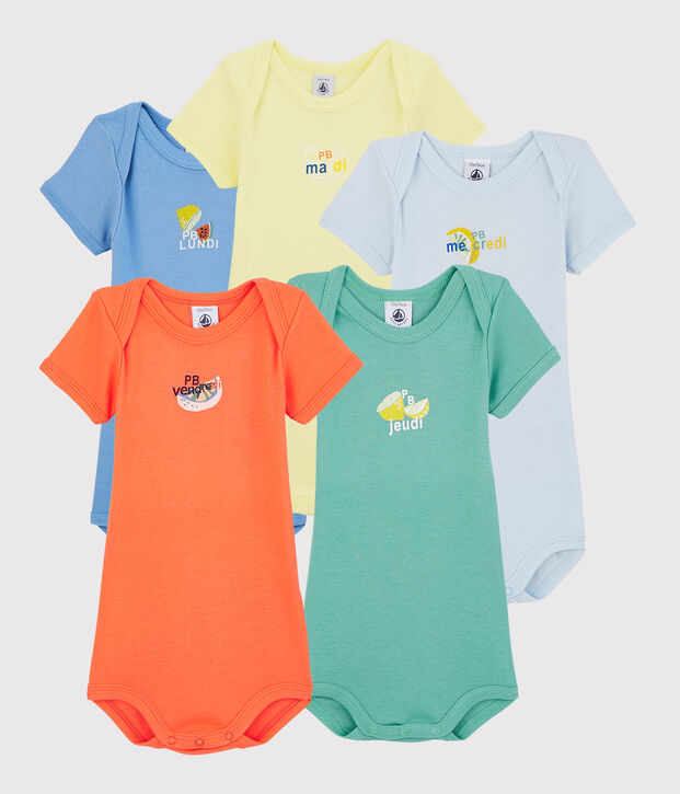 Lote de 5 bodys de manga corta con frutas de beb&eacute; multicolor