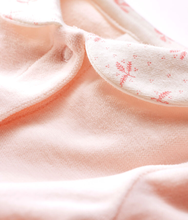Pijama de terciopelo para beb&eacute; ni&ntilde;a rosa FLEUR