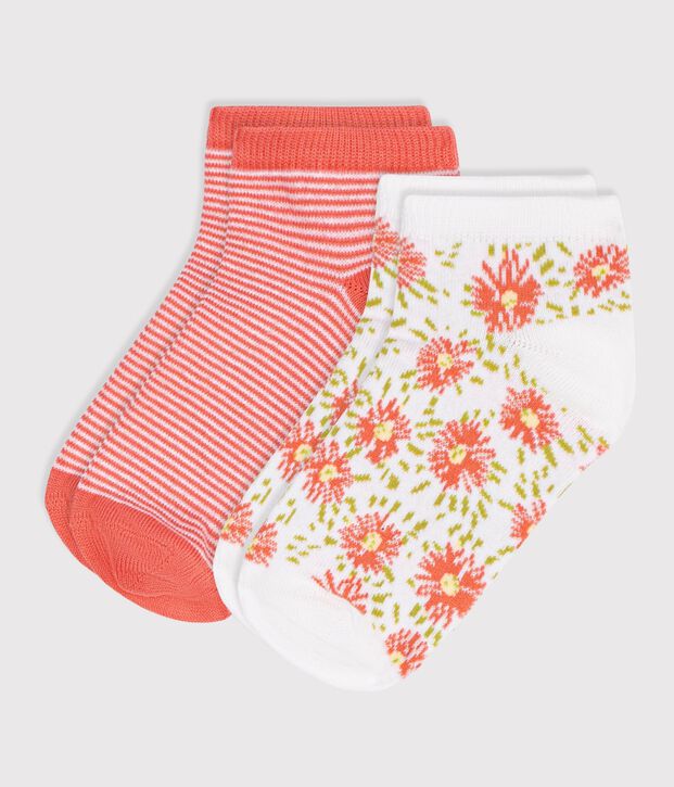 2 pares de calcetines de algod&oacute;n con estampado de flores para ni&ntilde;a multicolor