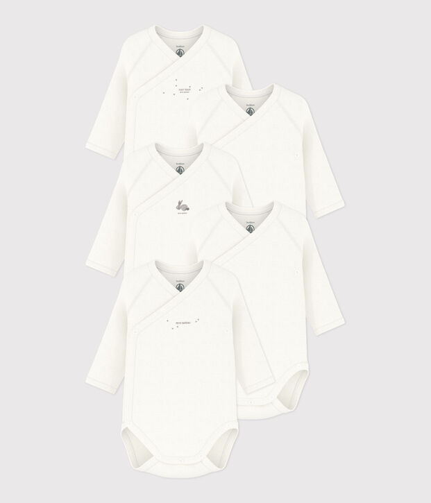 Juego de 5 bodis cruzados de manga larga de algod&oacute;n multicolor