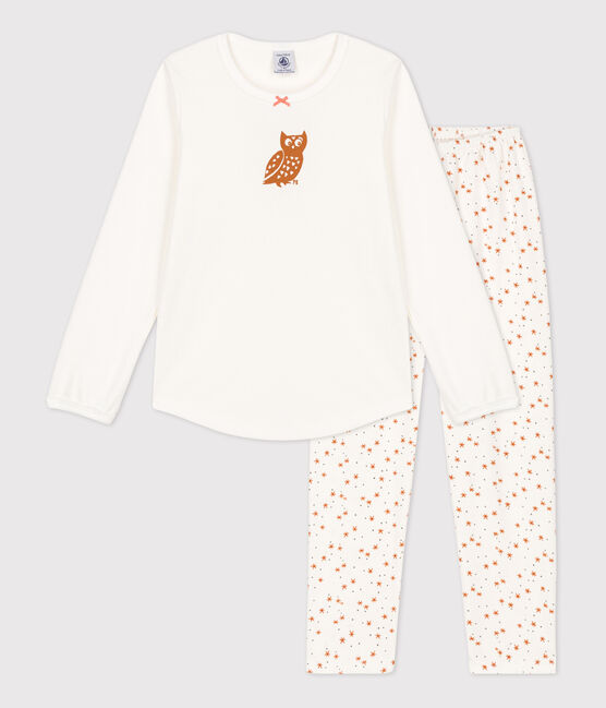 Pijama de algodón para niña blanco MARSHMALLOW/blanco MULTICO