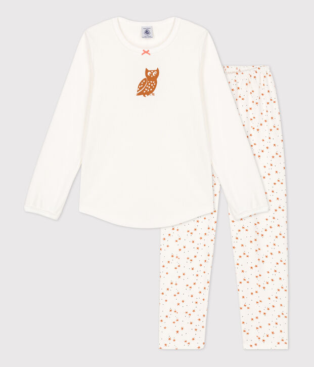 Pijama de algod&oacute;n para ni&ntilde;a blanco/multicolor