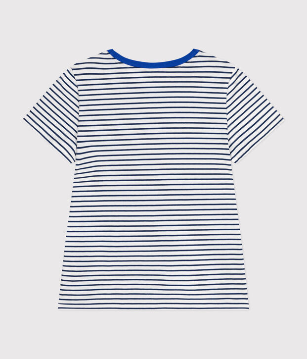 Camiseta Le Droit de algod&oacute;n con cuello redondo para mujer blanco/azul