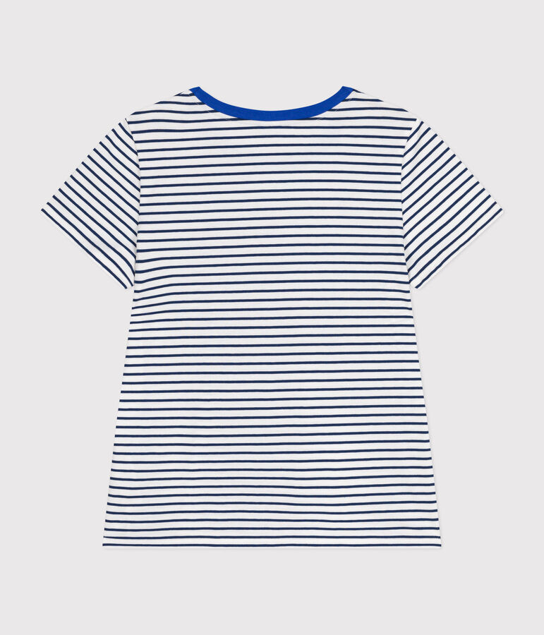 Camiseta Le Droit de algod&oacute;n con cuello redondo para mujer blanco/azul