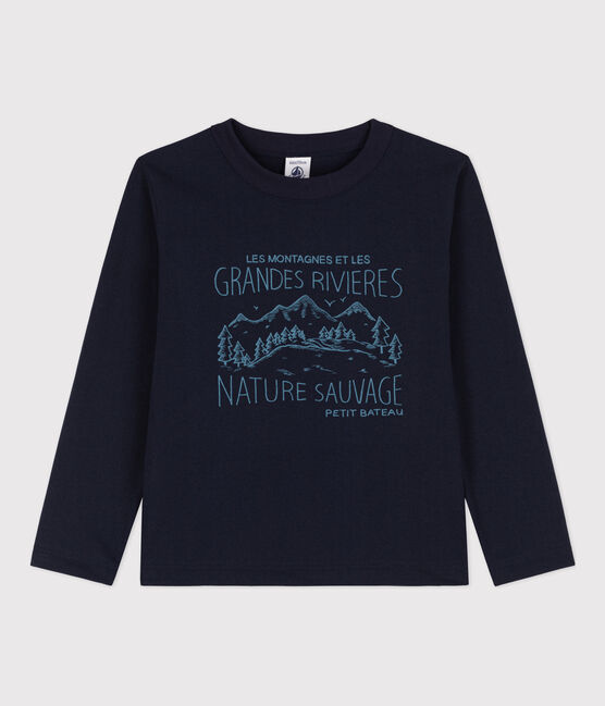 Camiseta estampada de manga larga para niño azul SMOKING