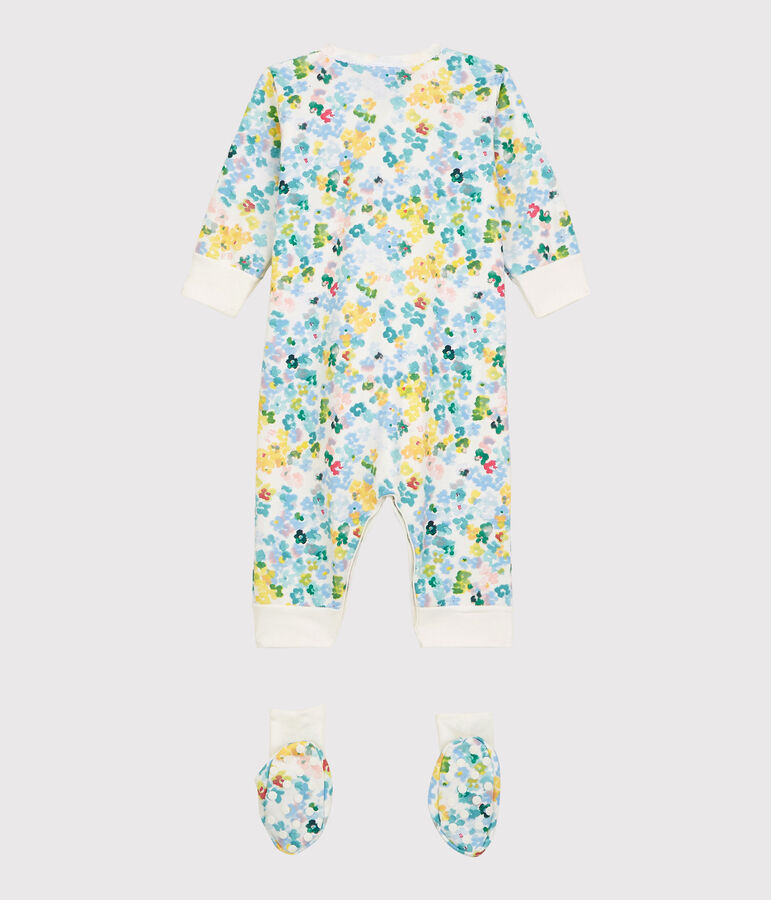 Pijama de flores de beb&eacute; ni&ntilde;a de felpa blanco/multicolor