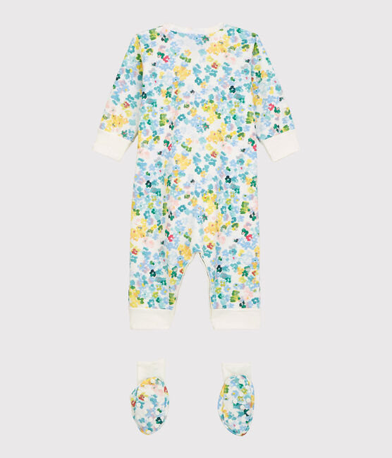 Pijama de flores de bebé niña de felpa blanco MARSHMALLOW/blanco MULTICO