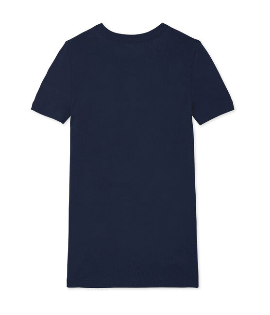 Camiseta manga corta de cuello redondo para mujer azul SMOKING