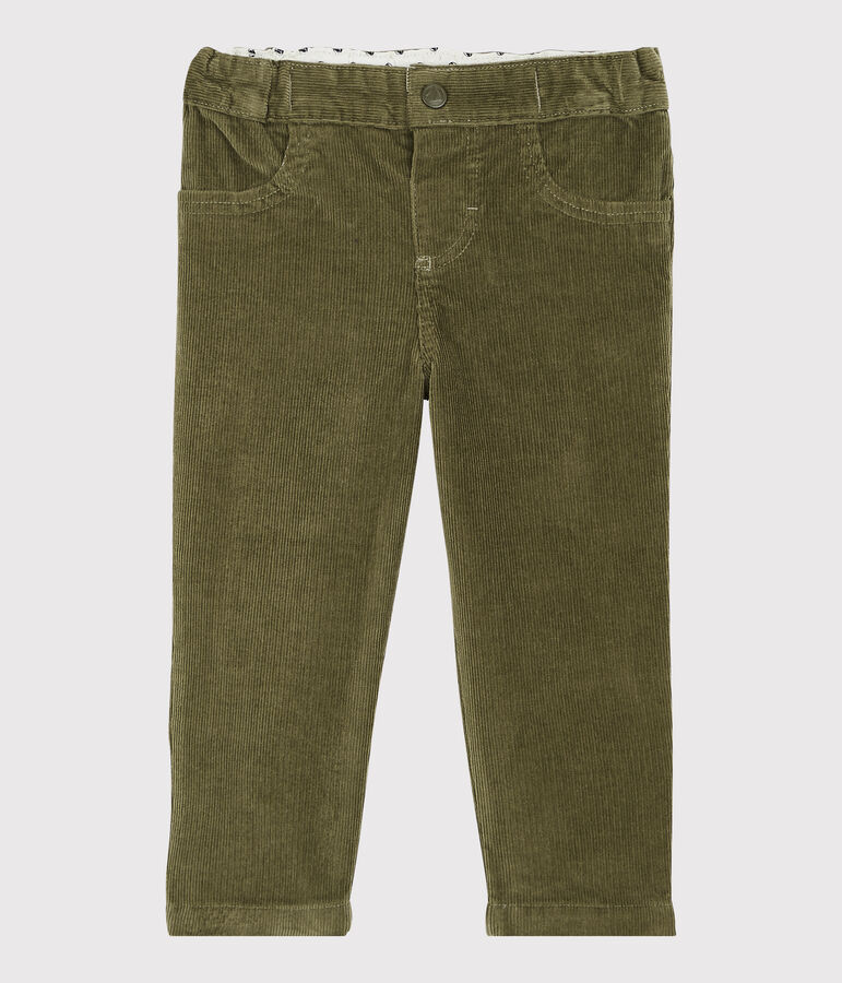 Pantal&oacute;n de terciopelo de beb&eacute;. verde