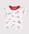 Camiseta estampada de manga corta de punto para bebé blanco MARSHMALLOW/blanco MULTICO