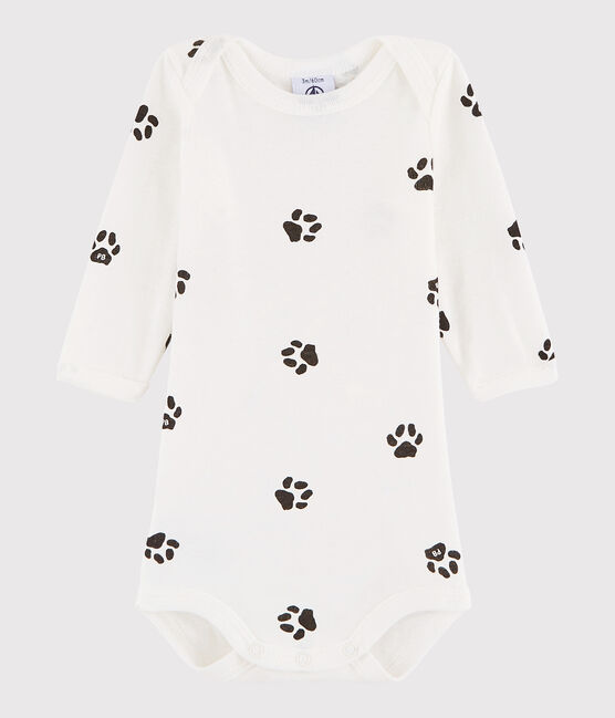 Bodi de manga larga de bebé niña/niño blanco MARSHMALLOW/gris CAPECOD