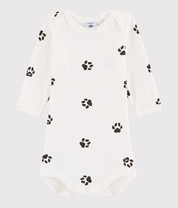 Bodi de manga larga de beb&eacute; ni&ntilde;a/ni&ntilde;o blanco/gris