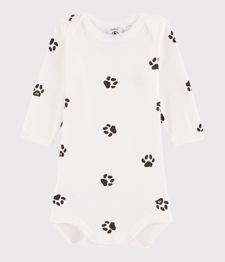 Bodi de manga larga de beb&eacute; ni&ntilde;a/ni&ntilde;o blanco/gris