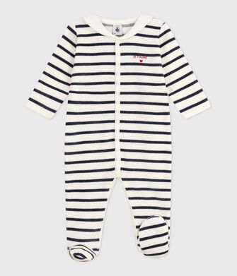 Pijama beb&eacute; de Terciopelo estampado a rayas