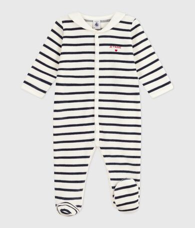 Pijama beb&eacute; de Terciopelo estampado a rayas