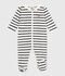 Pijama beb&eacute; de Terciopelo estampado a rayas blanco/azul