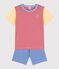 Pijama corto de algodón milrayas rojo, azul y amarillo para niño rojo PEPS/blanco MULTICO