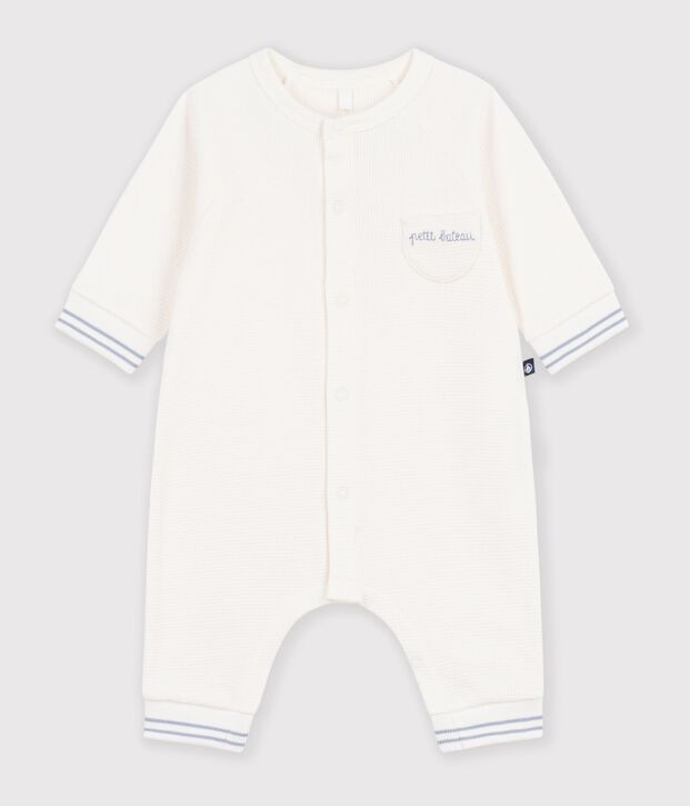 Pelele de algod&oacute;n liso para beb&eacute; blanco