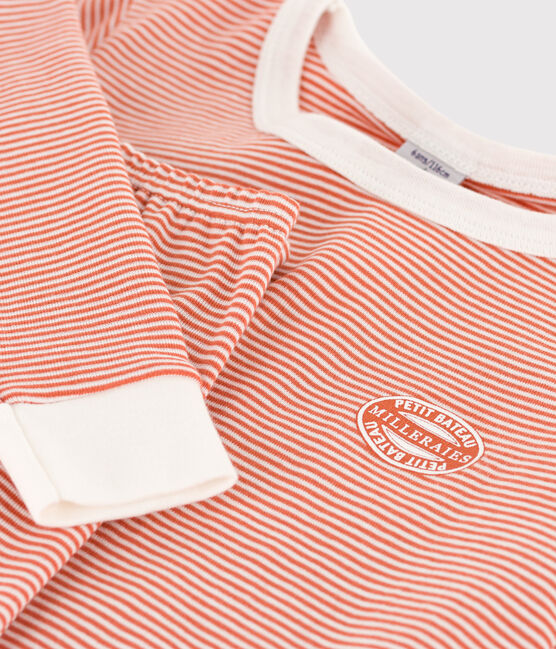 Pijama snugfit de algodón milrayas para niño/niña rosa BRANDY/blanco MARSHMALLOW