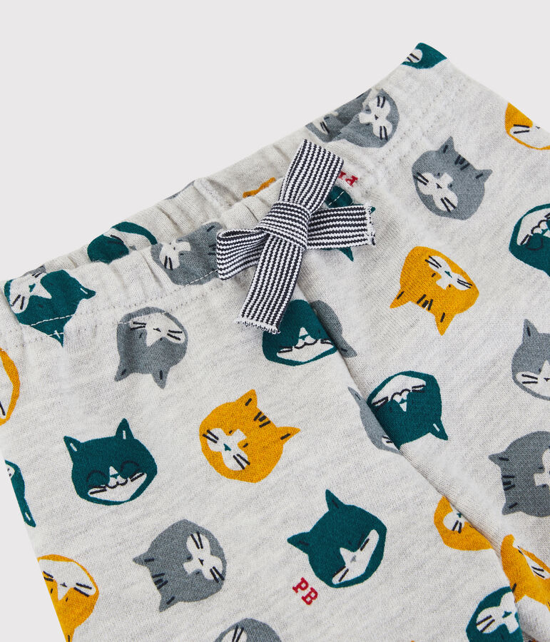 Pantal&oacute;n de mulet&oacute;n de beb&eacute;. gris BELUGA/blanco MULTICO