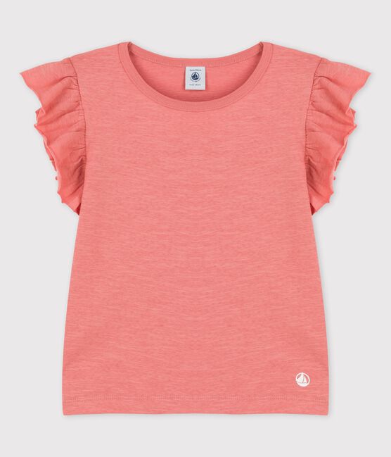 Camiseta de manga corta de algodón de niña rosa PAPAYE