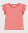 Camiseta de manga corta de algodón de niña rosa PAPAYE