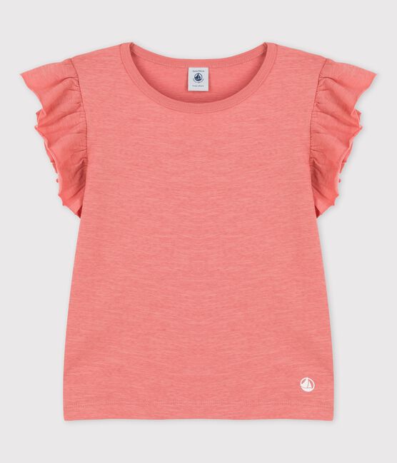 Camiseta de manga corta de algodón de niña rosa PAPAYE
