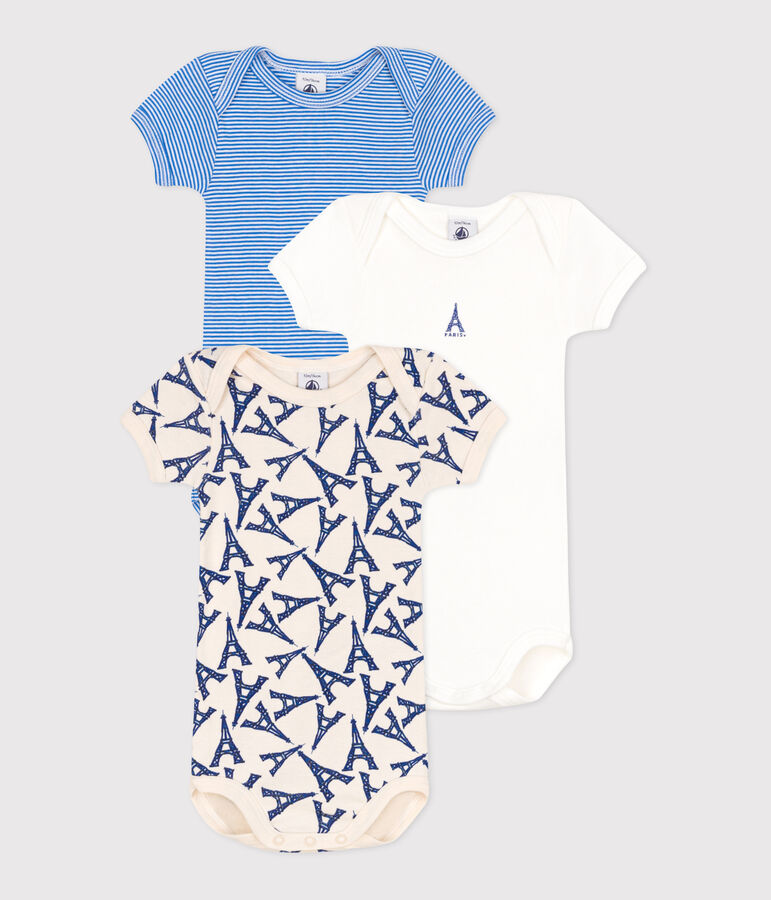 Juego de 3 bodis de algod&oacute;n de manga corta Par&iacute;s para beb&eacute; variante 1