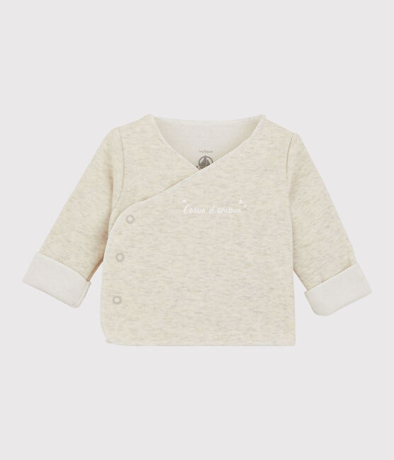 Cárdigan gris de mezclilla de bebé de punto de jersey de algodón orgánico beige MONTELIMAR CHINE
