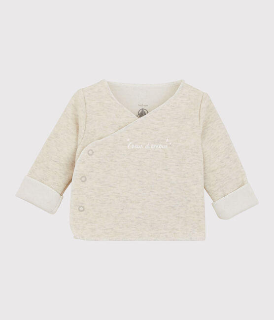 Cárdigan gris de mezclilla de bebé de punto de jersey de algodón orgánico beige MONTELIMAR CHINE