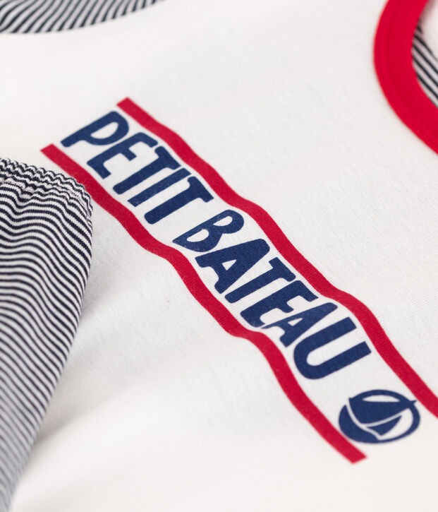 Pijama corto Petit Bateau de algod&oacute;n para ni&ntilde;o/ni&ntilde;a azul/blanco