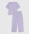 Pijama de mujer de algodón con estampado de corazones, manga corta y perneras anchas blanco SQUAW/ MARSHMALLOW