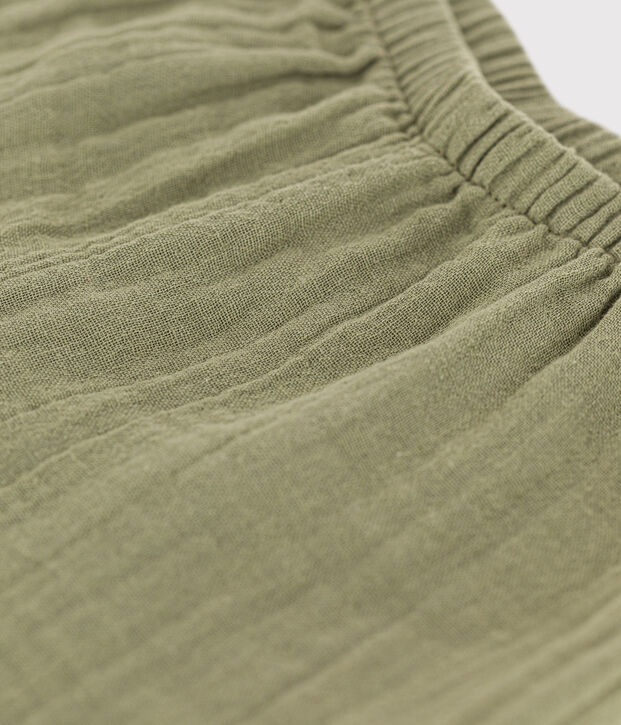 Pantal&oacute;n de gasa de algod&oacute;n para beb&eacute; verde
