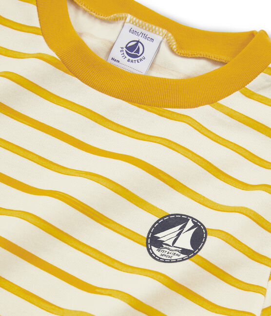 Camiseta de manga corta para niño beige COQUILLE+BOUDOR