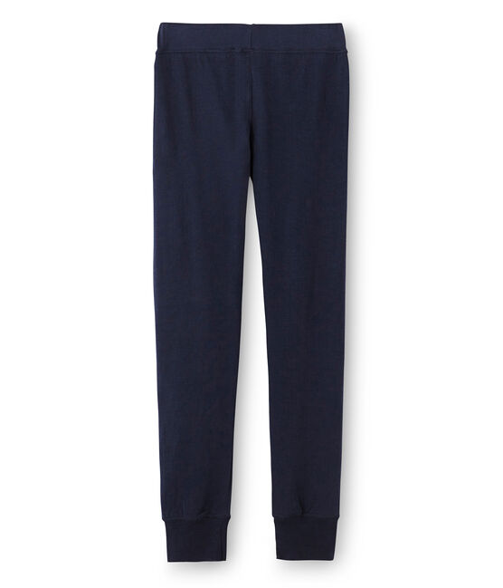 Pantalón con forma de calzoncillo largo en túbico extrafino para mujer azul SMOKING
