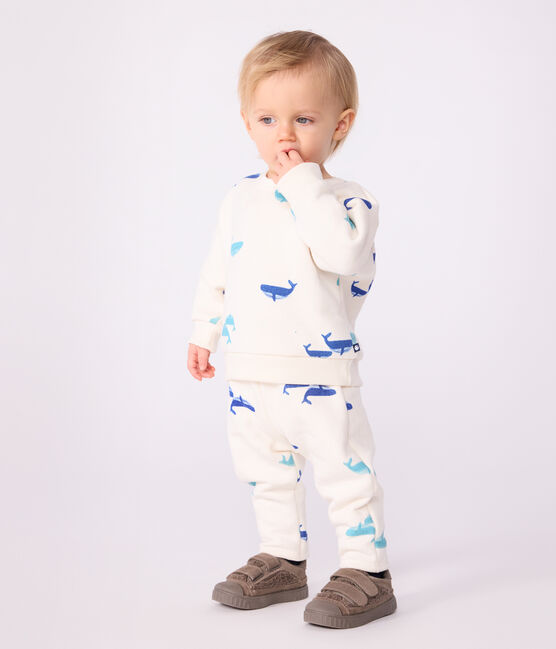 Conjunto de sudadera y pantalón para bebé de algodón con estampado de ballena MILK/ MULTICO