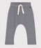 Pantalón de algodón ecológico de bebé azul SMOKING/blanco MARSHMALLOW