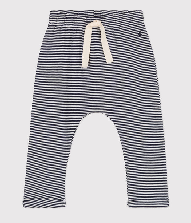 Pantal&oacute;n de algod&oacute;n ecol&oacute;gico de beb&eacute; azul/blanco