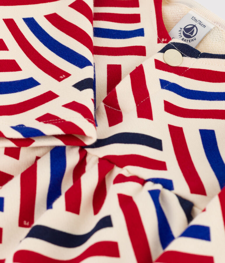 Vestido de manga larga de mulet&oacute;n con estampado gr&aacute;fico de beb&eacute; crudo/multicolor