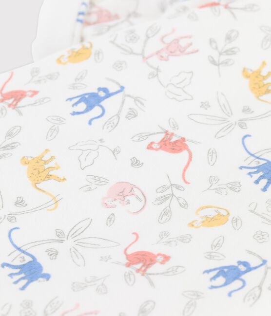Mono largo de bebé con estampado en tejido túbico ecológico blanco MARSHMALLOW/blanco MULTICO