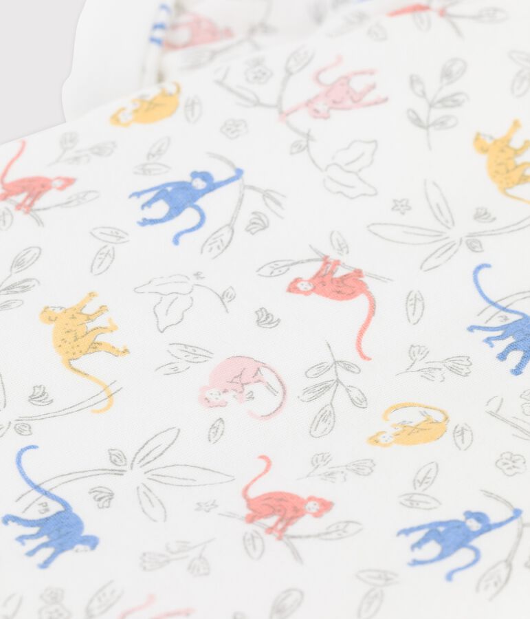 Mono largo de beb&eacute; con estampado en tejido t&uacute;bico ecol&oacute;gico blanco/multicolor