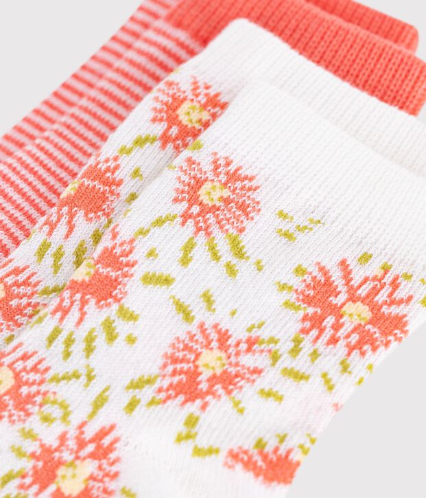 2 pares de calcetines de algod&oacute;n con estampado de flores para beb&eacute; multicolor